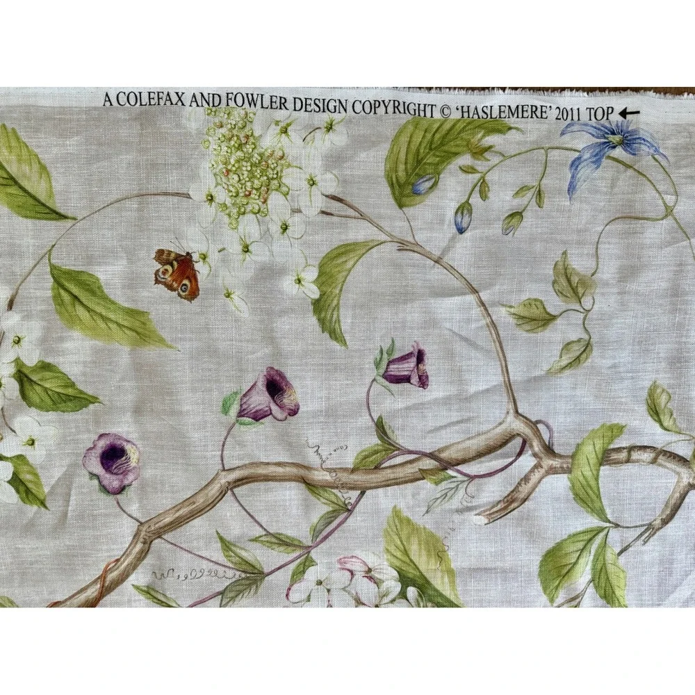 Colefax and Fowler Haslemere Linen Fabric Floral Hydrangea Butterfly 2.3yards‎